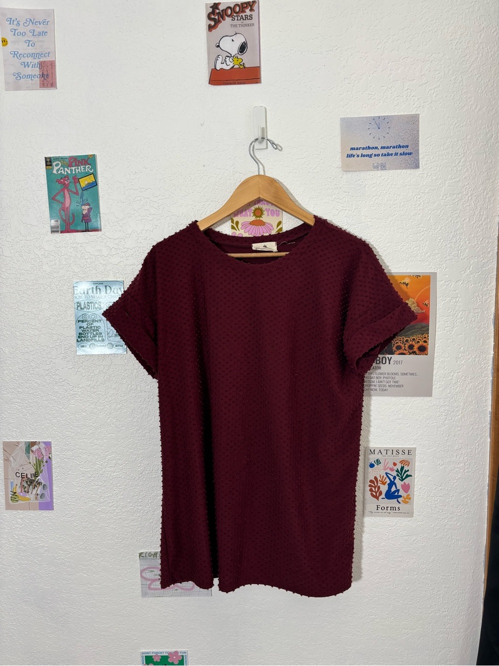 Betsy's Boutique Shop Maroon Textured Top